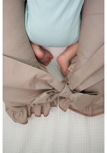 Mordesign Fırfırlı Emzirme Yastığı, Bebek Destek Minderi, Hamile Yastığı, Pamuk Kumaş, Ruffle Seri, Kapiçino Zg10196