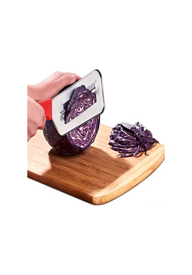 Vkemall Eşsiz Kırmızı 2'li Paket: Çift Bıçaklı Paslanmaz Çelik Meyve Sebze Dilimleyici - Güvenli Ve Verimli Kesim Kırmızı