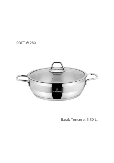 Sofram Soft 28 Cm Basık Tencere Gümüş