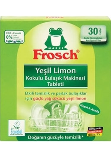Frosch Yeşil Limon Kokulu Bulaşık Makinesi Deterjanı 30 Tablet
