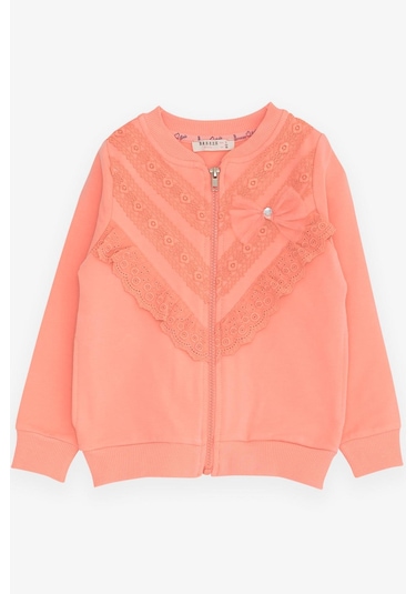 Breeze Kız Çocuk Hırka Güpürlü 3-7 Yaş, Somon