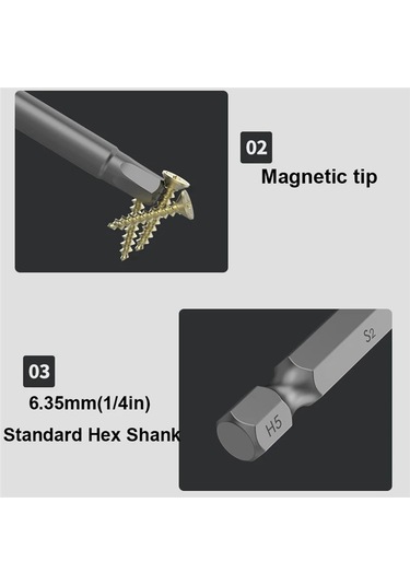 Sointeresting 10 Adet 50mm Altıgen Anahtar Matkap Ucu Metrik H1.5-h12 Elektrikli Altıgen Tornavida Anahtar Soket