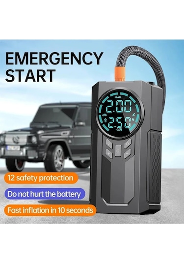 4 Ü 1 Arada Lastik Şişirici Akü Takviyesi Powerbank Led Işık 5250