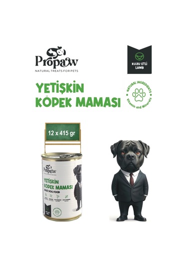 Propaw Kuzu Parça Etli Jöleli Premium Tahılsız Yetişkin Köpek Maması 12 x 415 G