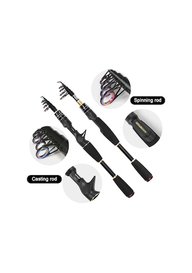 Lemestar Kalıcı Karbon Fiber Teleskopik Yumurta Kamışı 2.1m, Hafif Ve Güçlü, Uygun Atış Performansı, Taşıma Çantası İçeren