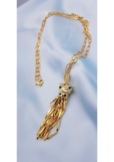 Jaguar Model Altın Tasarım Panter 1. Sınıf Şık Tasarım Çelik Kolye