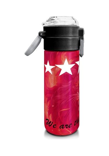 Coral High Kids Sarı Kırmızı 5 Yıldız Aslan Taraftar Desenli Pipetli Ve Direkt İçim Çelik Termos 500 Ml 31792 Sarı - Kırmızı