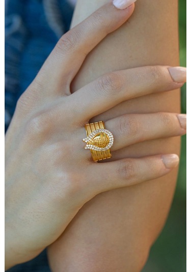 Çgk Kuyumculuk Tuğralı Hasır Altın Yüzük Yaldız