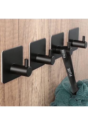 Zift Unique 4 Adet Paslanmaz Çelik Siyah Banyo Askısı / Bornoz Askısı / Havlu Askısı / Havluluk /paslanmaz Hooks Diğer