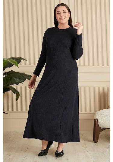 Kadın Büyük Beden Nergis Jakar Tesettür Anne Elbise 001