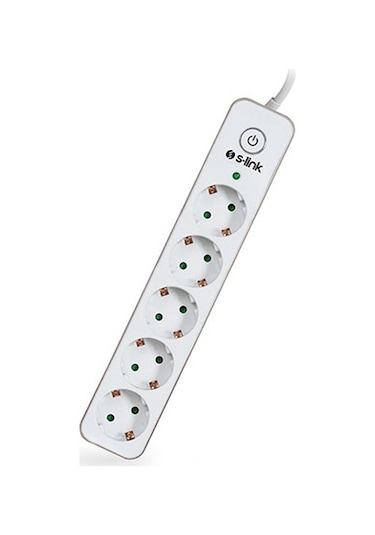 S-link Swapp SPGIP05 750J 5'li Akım Korumalı Priz 1.5 Metre Gümüş - Beyaz