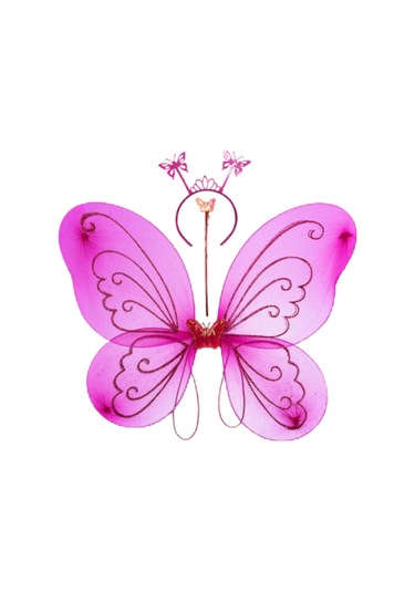 Reilaparty Kelebek Kanat Seti Kanat, Taç Ve Asa Fuşya 37 Cm 50 Cm 1-12 Yaş