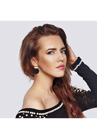 Moveevo Geometrik Yuvarlak Tasarımlı Gümüşten Altın Kaplama Günlük/gece Kulaklıkları - Dayanıklı Ve Şık Gold