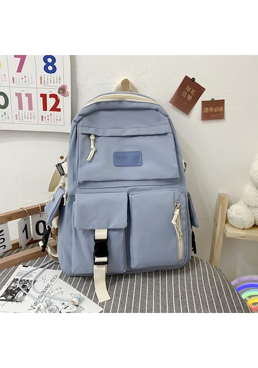 Kadın Seyahat Tuval Hit Renk Sırt Çantası Preppy Stil Okul Büyük Sırt Çantası Pink Pembe