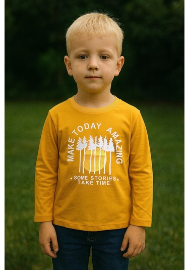 Erkek Çocuk %100 Pamuk Baskılı Uzun Kollu Tişört - Hardal 3-4 Yaş 8-9 Yaş Hardal Sarı Erkek Çocuk %100 Pamuk Baskılı Uzun Kollu Tişört - Hardal 3-4 Yaş 8-9 Yaş Hardal Sarı