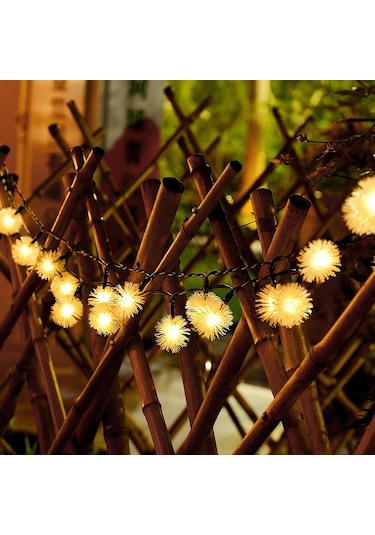 Technosmart Solar 50 Ledli 7 Metre Güneş Enerjili Ponpon Bahçe Ay Çok Renkli