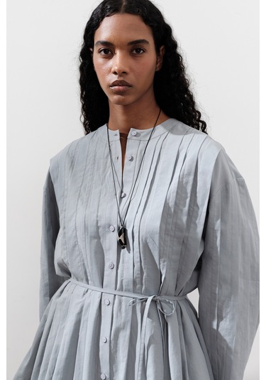 Nervürlü Geniş Kollu Tunik Mavi Mavi