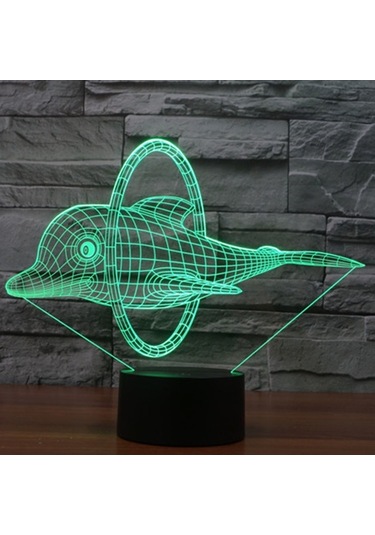 Sones Yunus Atlama Tarzı 3d Dokunmatik Anahtarı Kontrol Led Işık, 7 Renk Renk Değişikliği Yaratıcı Görsel Stereo Lamba Masa Lambası Gece Lambası Çok Renkli