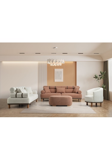 Dama Ahşap Ayaklı Beyaz Berjer Beyaz