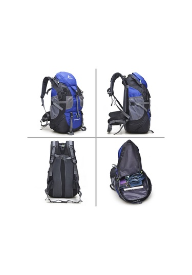 Hombey Açık Hava Çantası 50l Yürüyüş Sırt Çantası Suya Dayanıklı Kamp Sırt Çantası Sırt Çantası Seyahat T Mavi