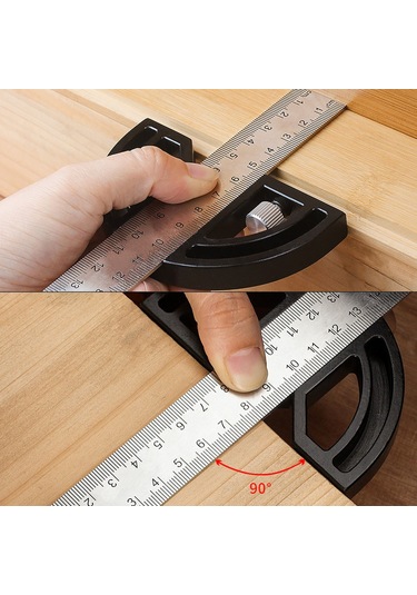 Moveevo Ahşap İşleri Manyetik Açı Ölçer 8" - 200mm Abs, Dereceli Çizgi Ve Uzunluk Ölçümü, Pim-dikme Özelliği, Ayrıştırılabilir Kombinasyon