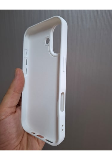 İphone 17 Uyumlu Logolu İçi Kadife Silikon Lansman Kılıf Beyaz