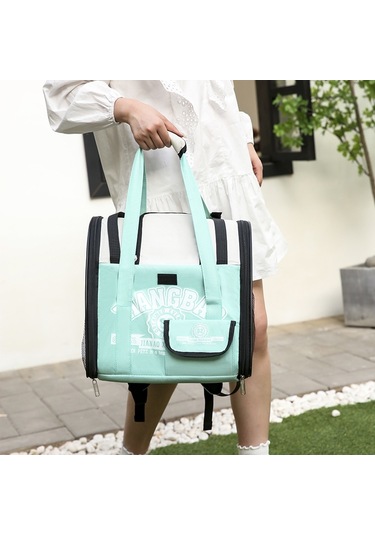 Basit Kontrast Pet Sırt Çantası Uzay Kapsülü Kedi Çantası Omuz Köpek Çantası Model 5 Mavi