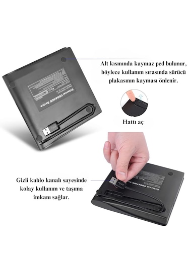 Harici Usb 3.0 Dvd Rw Sürücü Tak Çalıştır Windows Mac Uyumlu