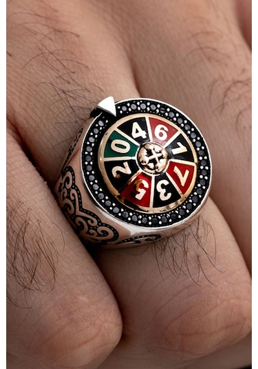 Las Vegas Rulet Model Döner Başlı Erkek Gümüş Yüzük