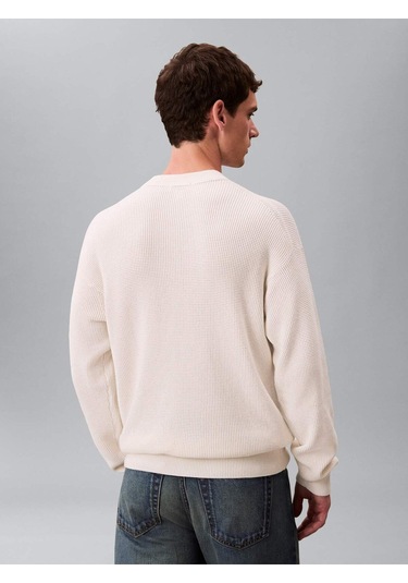 Calvin Klein Ls Ez Cotton Waffle Crwnk Swtr 9-12594 Beyaz