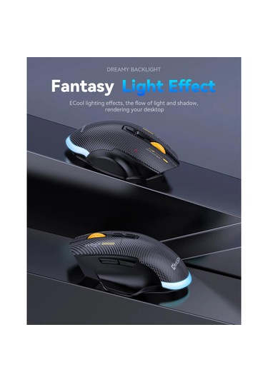 Mkespn Sxs-w601 7 Tuşlu Gaming Mouse Karbon Fiber 3 Modlu Kablolu - Bluetooth - Usb Alıcılı 12800 Dpı Makro Tanımlı Oyun Faresi -