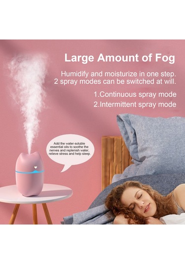 Suofeng Renkli Gece Işığı Ultrasesli Nemlendirici - 260ml Kapasite, Su Yokken Otomatik Kapanma, Usb Besleme, Ofis/oda/araç Uygun, Pembe