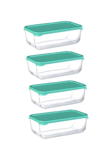 53743 Cam Saklama Kabı Plastik Kapaklı 4 Lü 1200 Yeşil
