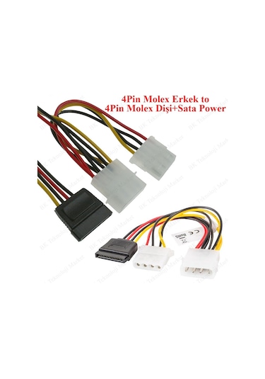 Molex 4-Pin To Sata Power Ve Molex 4-Pin Y Kablo