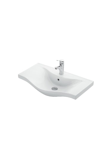 Yıldız 65 Cm Beyaz Mdf Seramik Lavabolu Asma Banyo Dolabı Takımı Beyaz