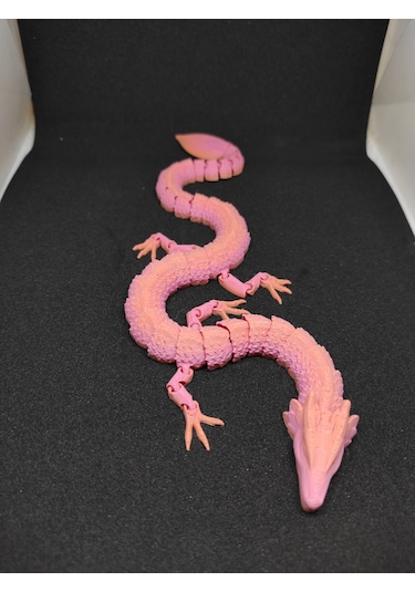 Teknosanat 3d Baskı Hareketli Eklemli Ejderha Figürü - Dekoratif Obje Pembe-turuncu Geçişli
