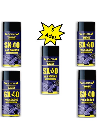 Solon Sx-40 Extra Güçlü Profesyonel Pas Sökücü Sprey 5 x 200 ML