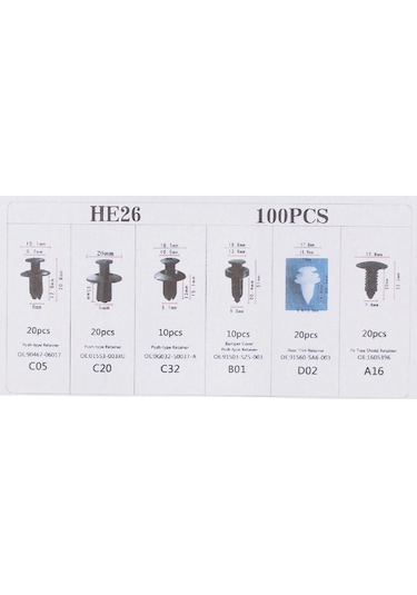 Suofeng 100 Adet Nilon Siyah Araba Gövde Plastik Tıkama Sabit Çivi Rivet Fasılyalar Araç Tamir Gereci