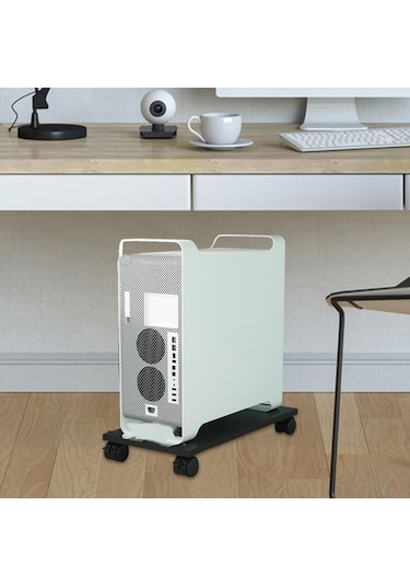 Homyl Masaüstü Cpu Ahşap Tekerlekli Stand Mobil Bilgisayar