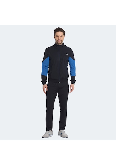 Slazenger RAPID Erkek Fermuarlı Dik Yaka Cepli Lacivert Eşofman Takımı