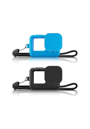 Pazly Gopro Hero9 Yedek Silikon Kılıf - Kamera Koruma Kapağı Ve Lens Korumalı Siyah/mavi
