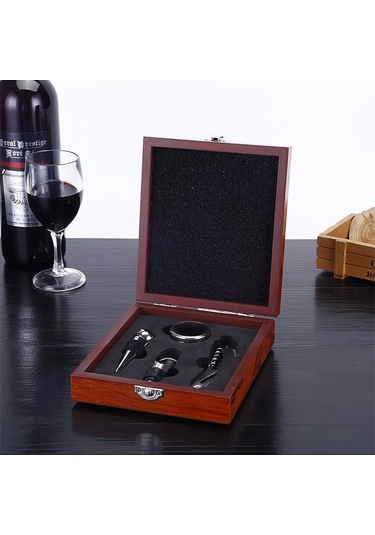 Ahşap Şarap Tirbüşon Şaraplık Şarap Açacağı Seti cin373