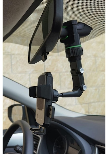 Hobibahçem Dikiz Aynasına Takılabilen Eklemli Telefon Tutucu Aparat Siyah