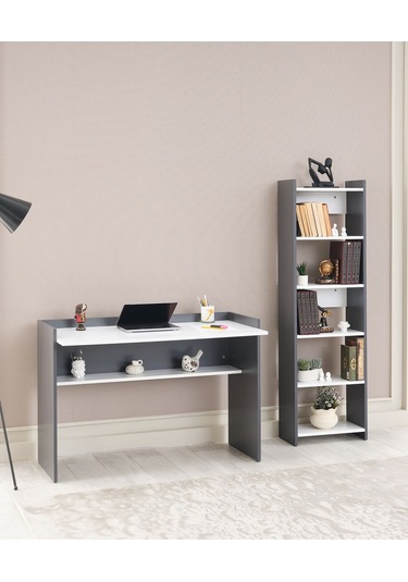 Çalışma Masası Ve Kitaplık Beyaz