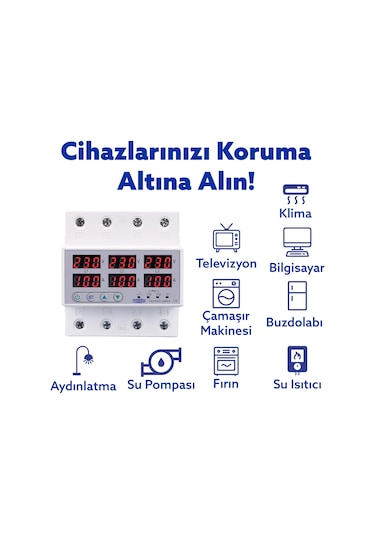 Tomzn Trifaz Gerilim ve Akım Koruma Rölesi Yüksek Alçak Voltaj Koruyucu Röle 220V 100A 3Faz