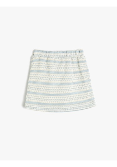 Koton Örme Etek Beli Lastikli Mavi Desenli 5skg70016ak Mavi