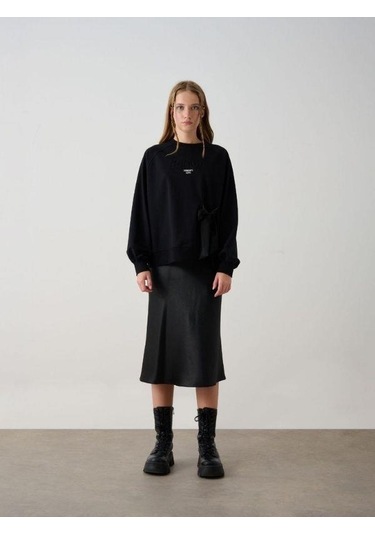 Kız Çocuk Saten Etek-15343 Siyah