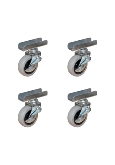 Furç Uzun-sunta Bilyalı Teker Frenli - 20x50 - Gri - 18mm Hks185 - 4 Adet