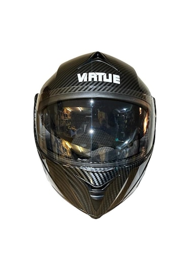 Vırtue Ece Belgeli Vizörlü Çene Açılır Kask Karbon Gri