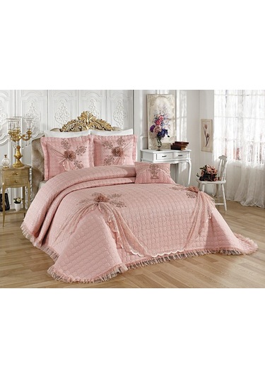 Goncagül Çift Kişilik Yatak Örtüsü Pudra (325326422) Pudra